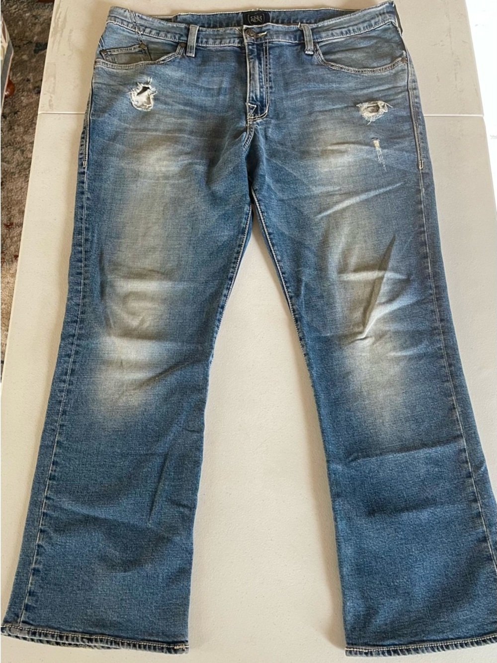 Rock & Republic Men's Relaxed Distressed Blue Jeans